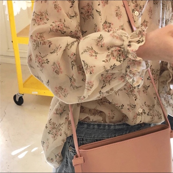 Floral blouse chiffon shirt top long sleeve womens - Picture 12 of 13